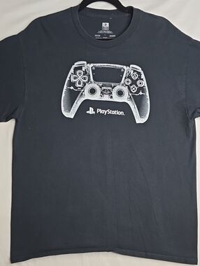 Sony Black T-Shirt with White PlayStation Controller Graphic